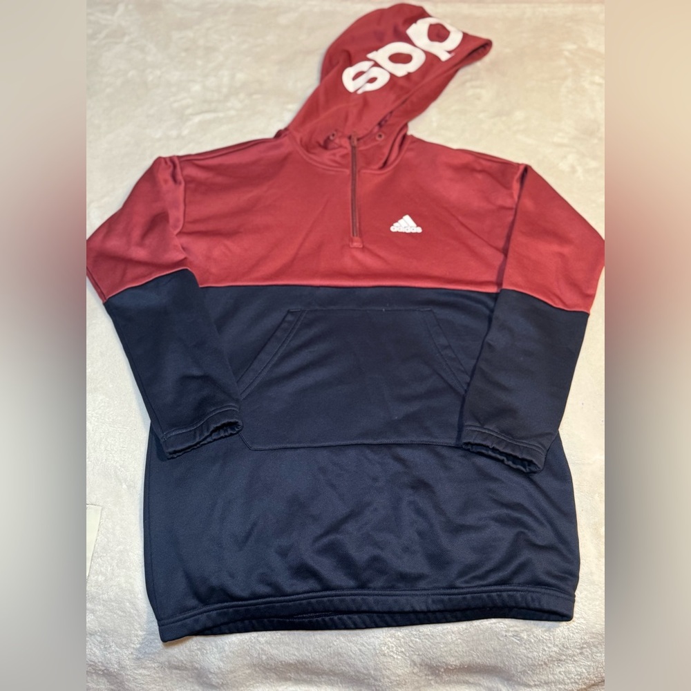 Adidas Womans Burgundy and Navy Zip-Up Sweater